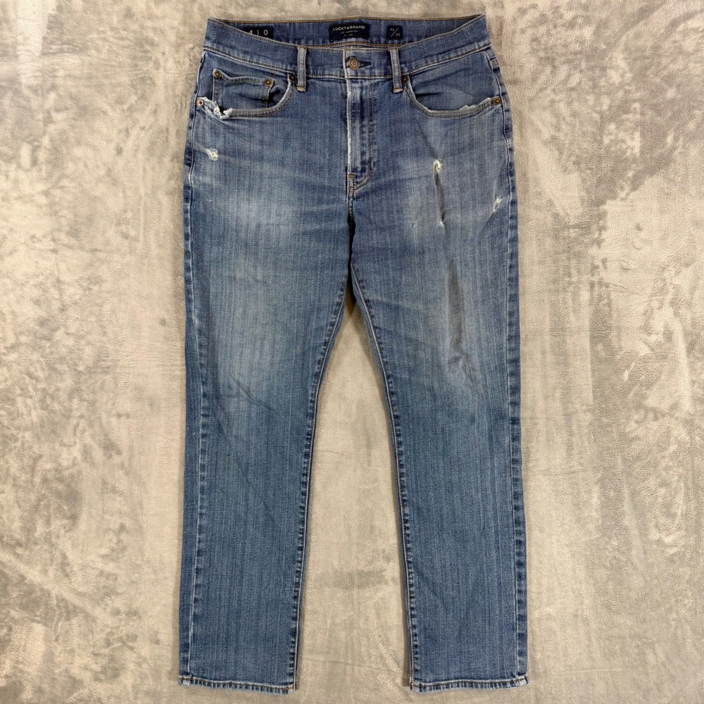 Lucky Brand 410 Athletic Slim Jeans Men's Size 32x30 Blue Medium Wash Distressed